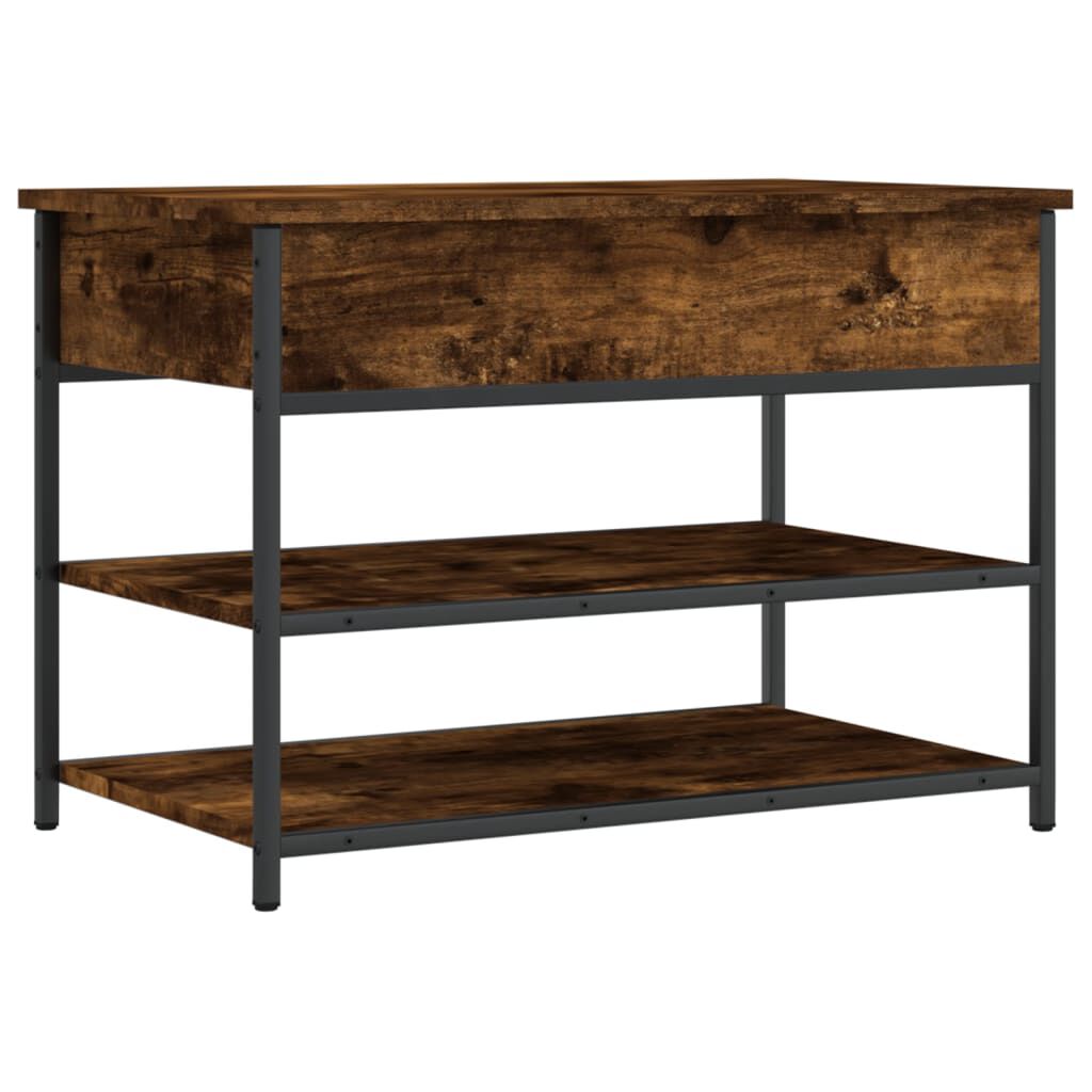vidaXL Shoe Bench Smoked Oak 70x42.5x50 cm Engineered Wood