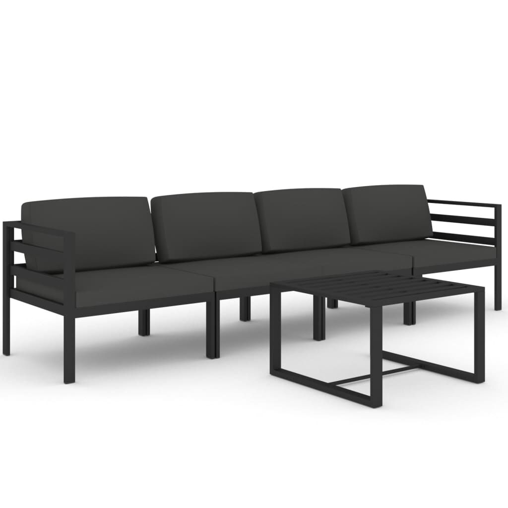 vidaXL 5 Piece Garden Lounge Set with Cushions Aluminium Anthracite