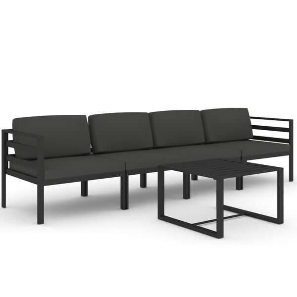 vidaXL 5 Piece Garden Lounge Set with Cushions Aluminium Anthracite