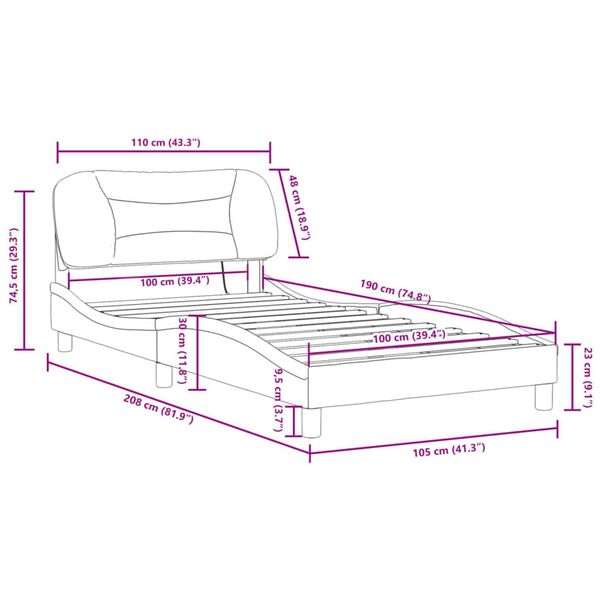 vidaXL Bed Frame with LED without Mattress "Hvar" Dark Grey 100x190 cm Fabric