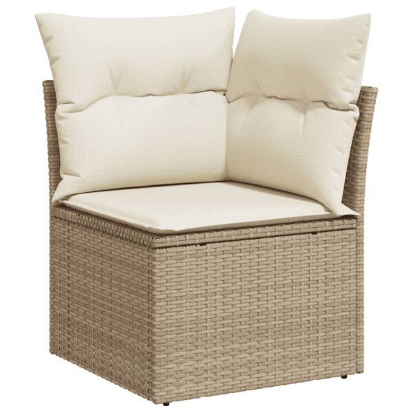 vidaXL 12 Piece Garden Sofa Set with Cushions Beige Poly Rattan