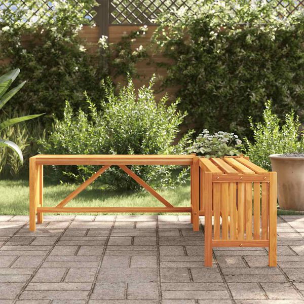 vidaXL Garden Corner Bench with Planter 117x117x40cm Solid Acacia Wood