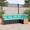 vidaXL 5 Piece Garden Sofa Set with Cushions Black Poly Rattan