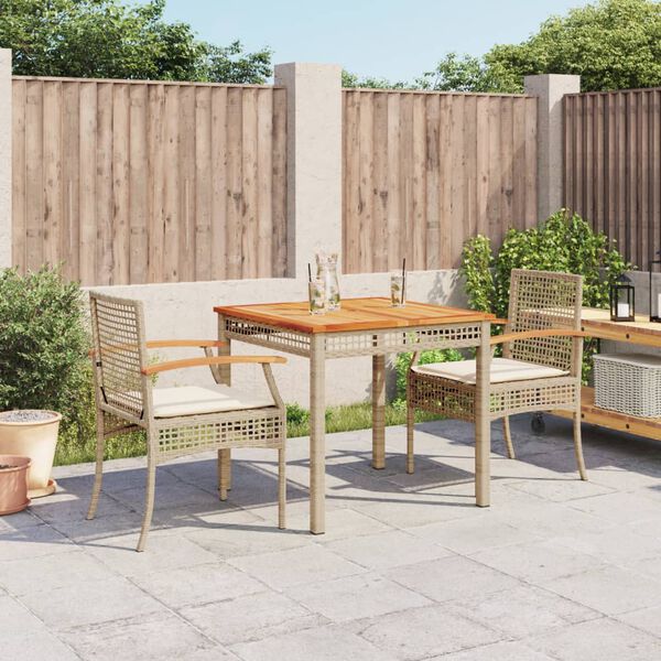 vidaXL 4 Piece Garden Dining Set with Cushions Beige Poly Rattan