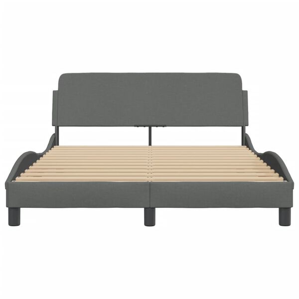 vidaXL Bed Frame "Dover" Dark Grey 137x190 cm Double Fabric