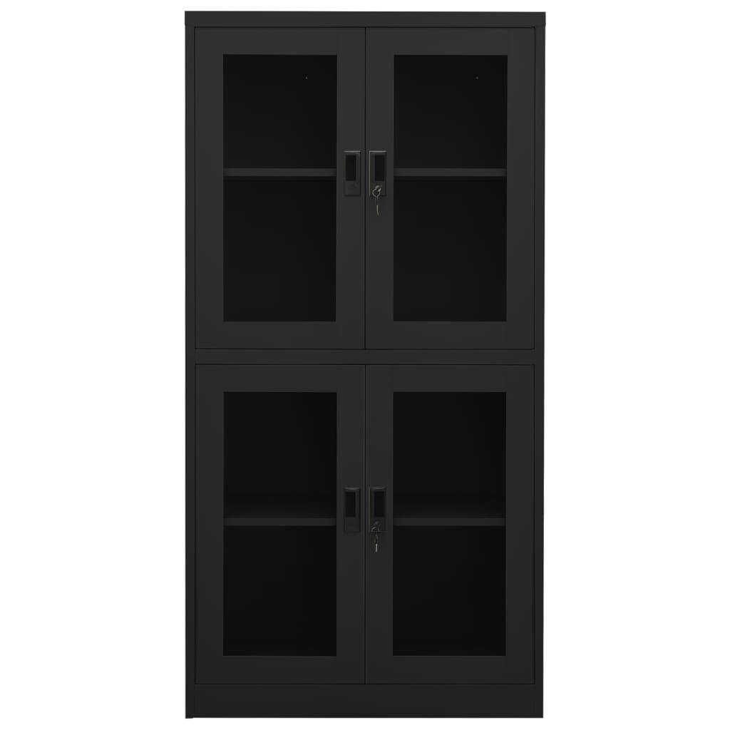 vidaXL Office Cabinet Anthracite 90x40x180 cm Steel and Tempered Glass