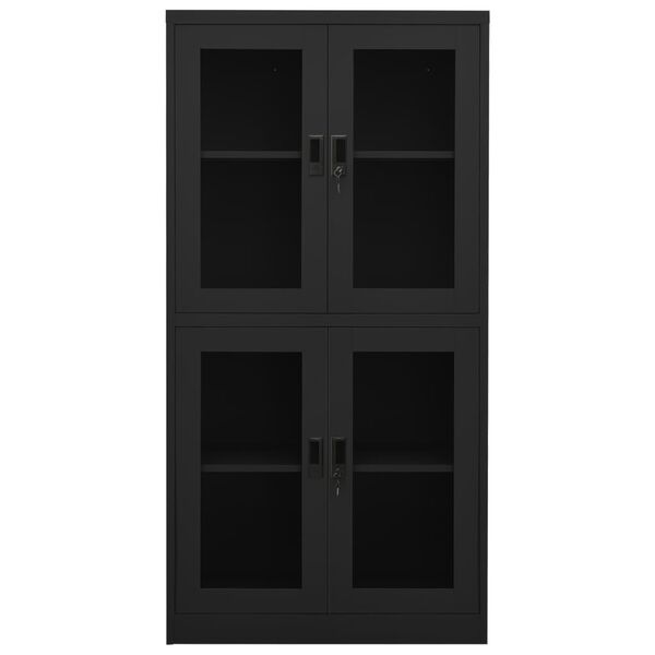 vidaXL Office Cabinet Anthracite 90x40x180 cm Steel and Tempered Glass