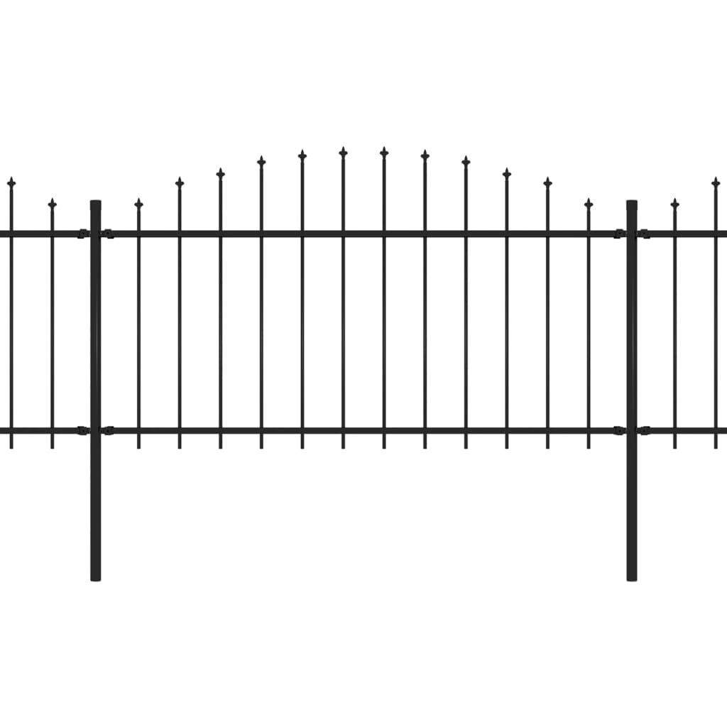 vidaXL Garden Fence with Spear Top Steel (1.25-1.5)x3.4 m Black