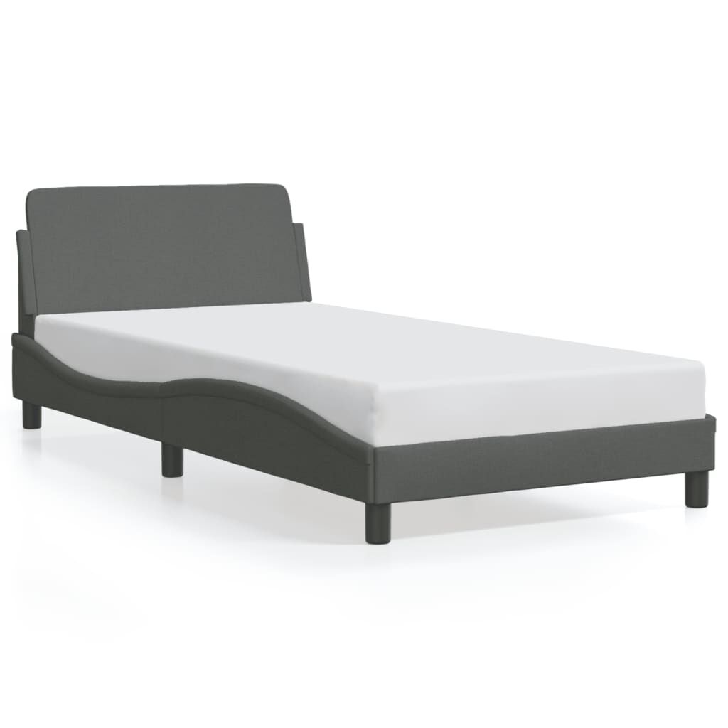 vidaXL Bed Frame without Mattress Dark Grey 100x190 cm Fabric