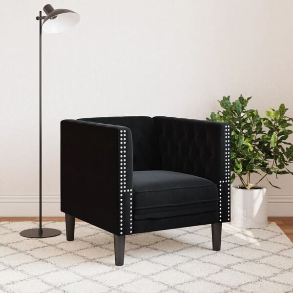 vidaXL Chesterfield Sofa Chair Black Velvet