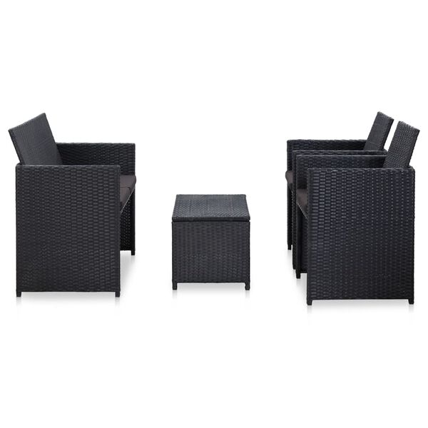 vidaXL 4 Piece Garden Lounge Set with Cushions Poly Rattan Black