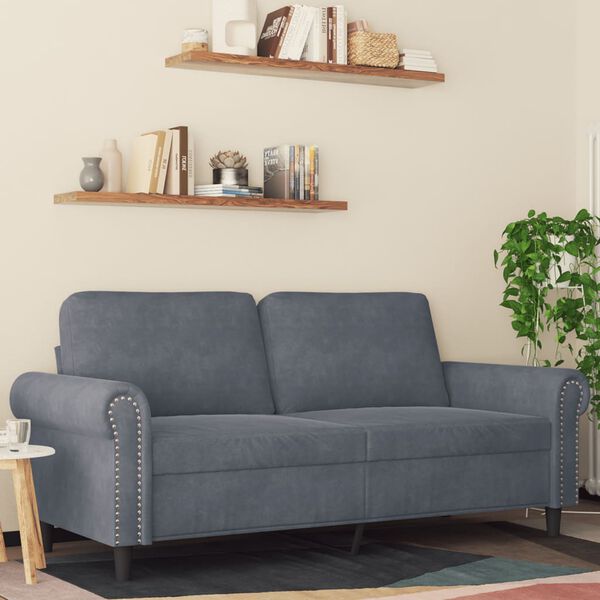 vidaXL 2-Seater Sofa Dark Grey 140 cm Velvet
