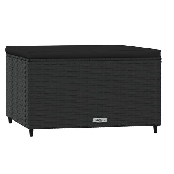 vidaXL Garden Footrest with Cushion Black Poly Rattan