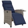 vidaXL Reclining Garden Chair with Side Table Grey Poly Rattan