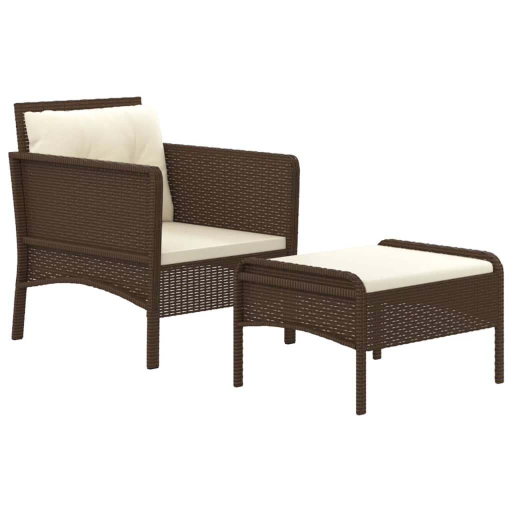 vidaXL 2 Piece Garden Lounge Set with Cushions Brown Poly Rattan