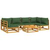vidaXL 7 Piece Garden Lounge Set with Green Cushions Solid Wood