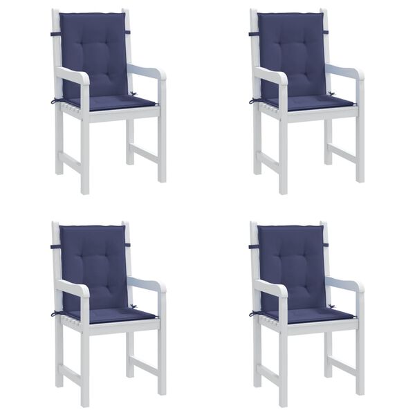 vidaXL Lowback Chair Cushions 4 pcs Navy Blue Fabric