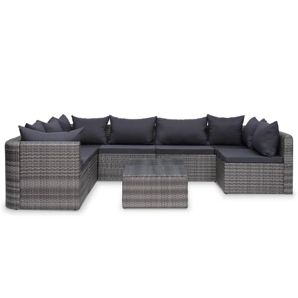 vidaXL 10 Piece Garden Lounge Set with Cushions Poly Rattan Grey