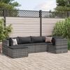 vidaXL 6 Piece Garden Lounge Set with Cushions Grey Poly Rattan