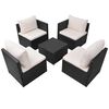 vidaXL 5 Piece Garden Lounge Set with Cushions Poly Rattan Black