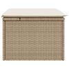 vidaXL Garden Stool with Cushion Beige 55x55x37 cm Poly Rattan