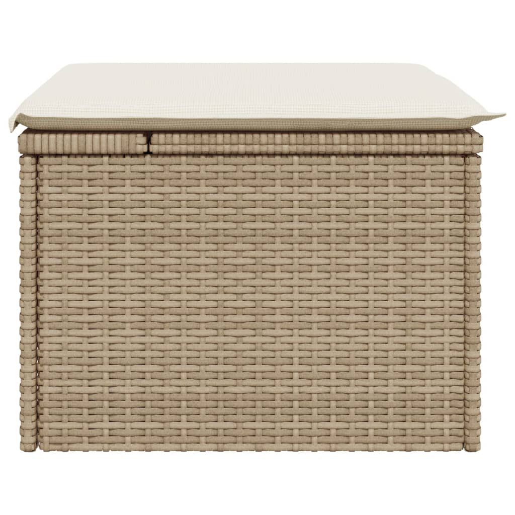 vidaXL Garden Stool with Cushion Beige 55x55x37 cm Poly Rattan