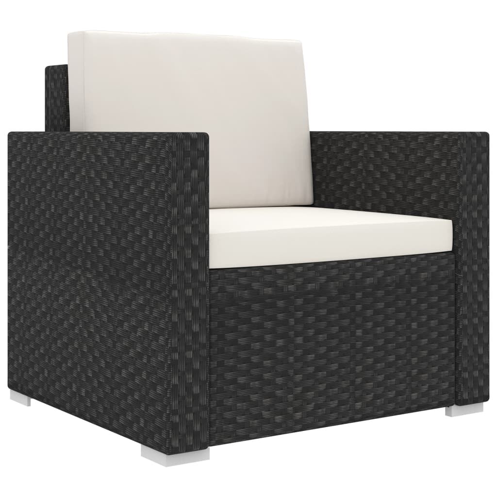 vidaXL 8 Piece Garden Lounge Set with Cushions Poly Rattan Black