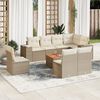 vidaXL 9 Piece Garden Sofa Set with Cushions Beige Poly Rattan