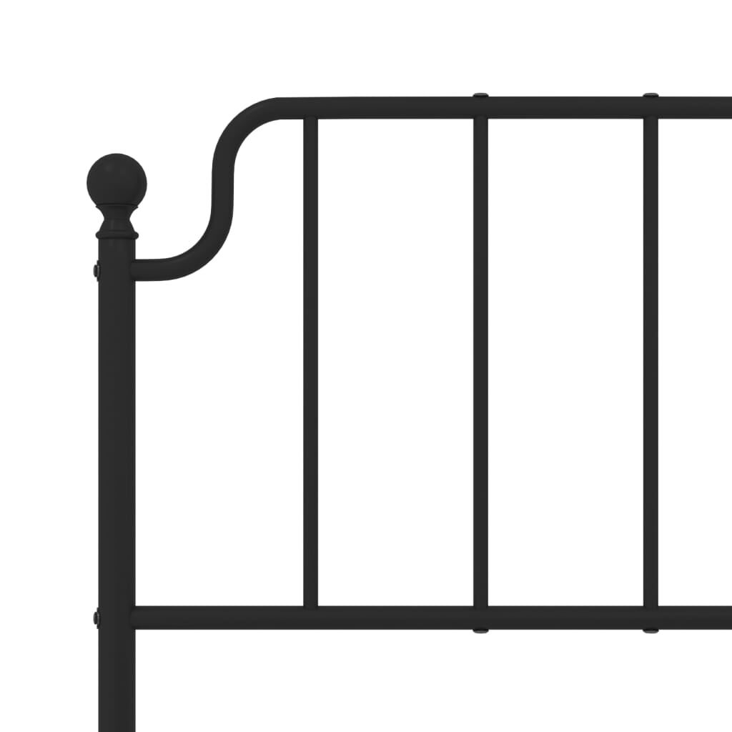vidaXL Metal Bed Frame without Mattress with Headboard Black 150x200cm