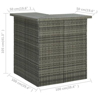 vidaXL Corner Bar Table Grey 100x50x105 cm Poly Rattan