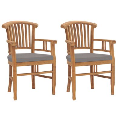 vidaXL Garden Chairs 2 pcs with Dark Grey Cushions Solid Teak Wood