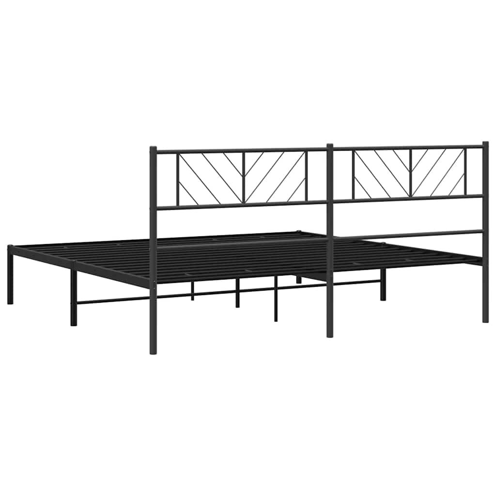 vidaXL Metal Bed Frame without Mattress with Headboard Black 183x213cm
