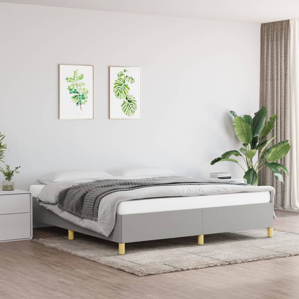 vidaXL Bed Frame without Mattress Light Grey 193x203 cm King Fabric