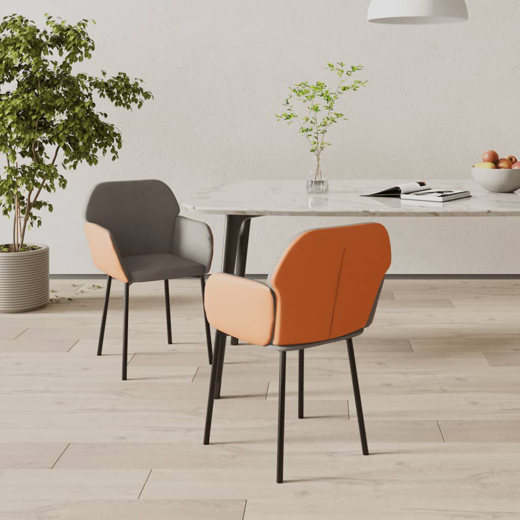 vidaXL Dining Chairs 2 pcs Dark Grey Fabric and Faux Leather