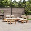vidaXL Garden Bench Set with Cushion 3 pcs Brown and Cream