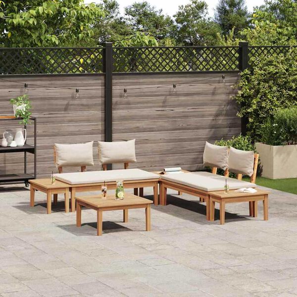 vidaXL Garden Bench Set with Cushion 3 pcs Brown and Cream