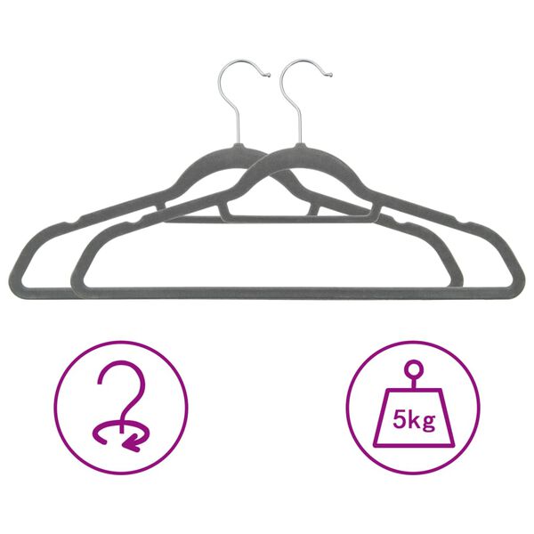 vidaXL 20 pcs Clothes Hanger Set Anti-slip Grey Velvet