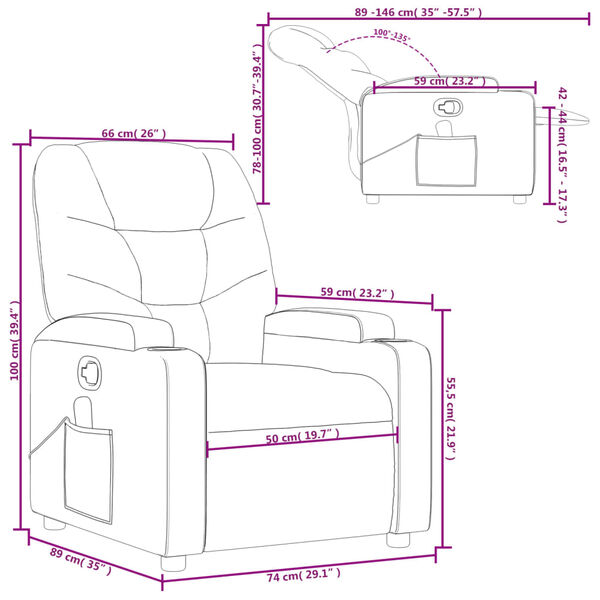 vidaXL Massage Recliner Chair Black Faux Leather