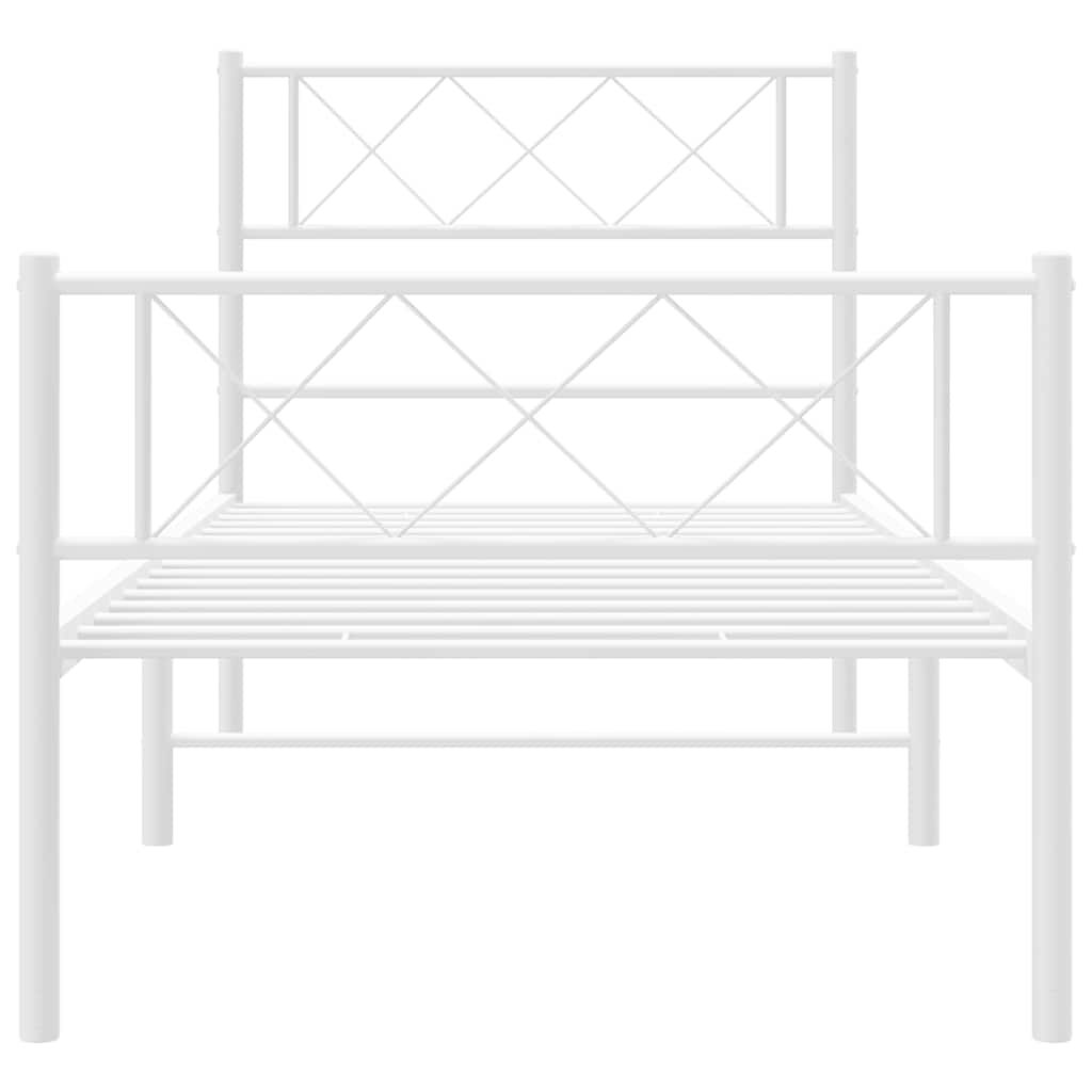 vidaXL Metal Bed Frame without Mattress with Footboard White 100x200cm