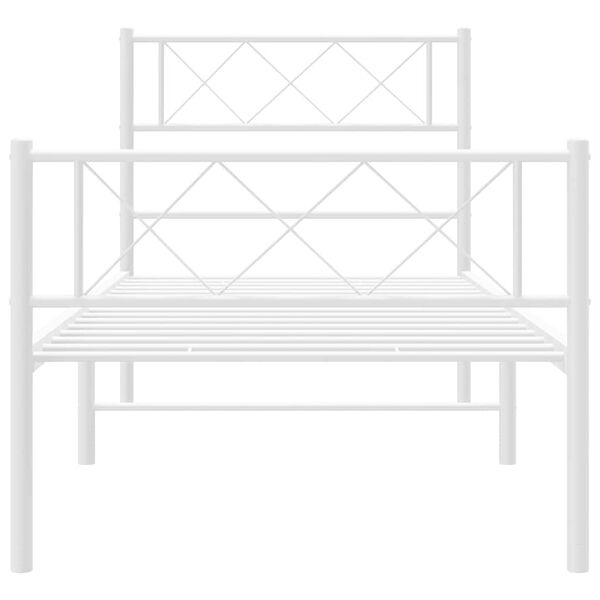 vidaXL Metal Bed Frame without Mattress with Footboard White 100x200cm