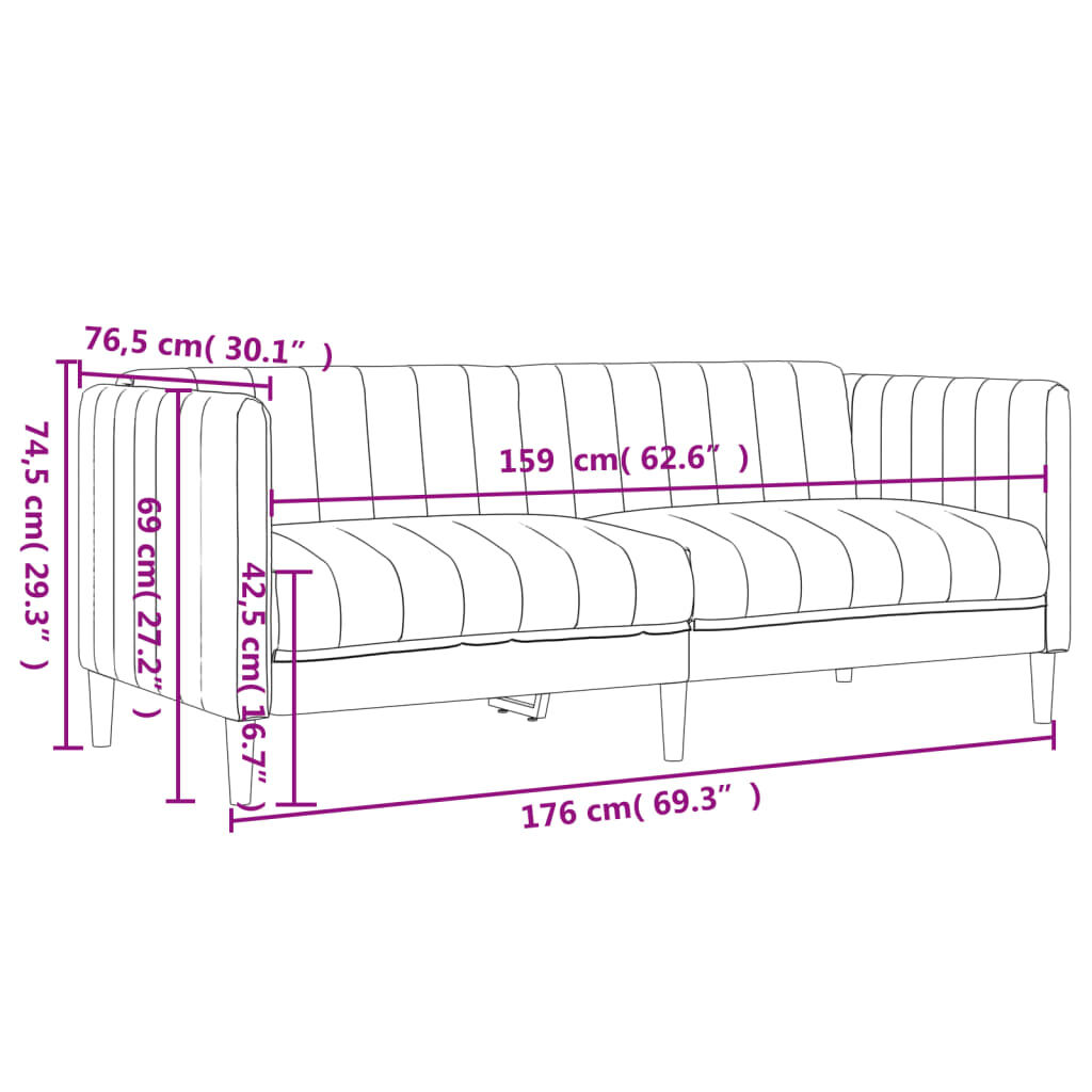 vidaXL 3 Piece Sofa Set Black Fabric