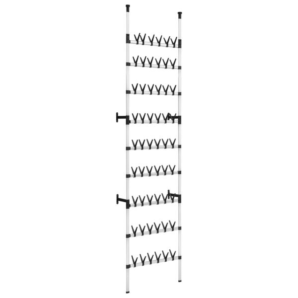 vidaXL Telescopic Shoe Rack with Rods Aluminium