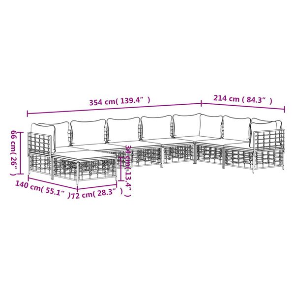 vidaXL 8 Piece Garden Lounge Set with Cushions Anthracite Poly Rattan