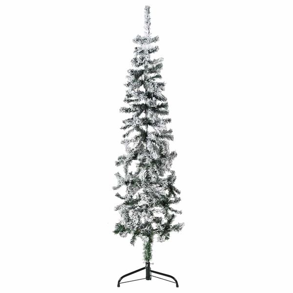 vidaXL Slim Artificial Half Christmas Tree with Flocked Snow 150 cm