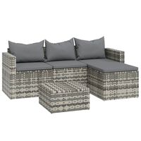 vidaXL 3 Piece Garden Lounge Set with Cushions Grey Poly Rattan