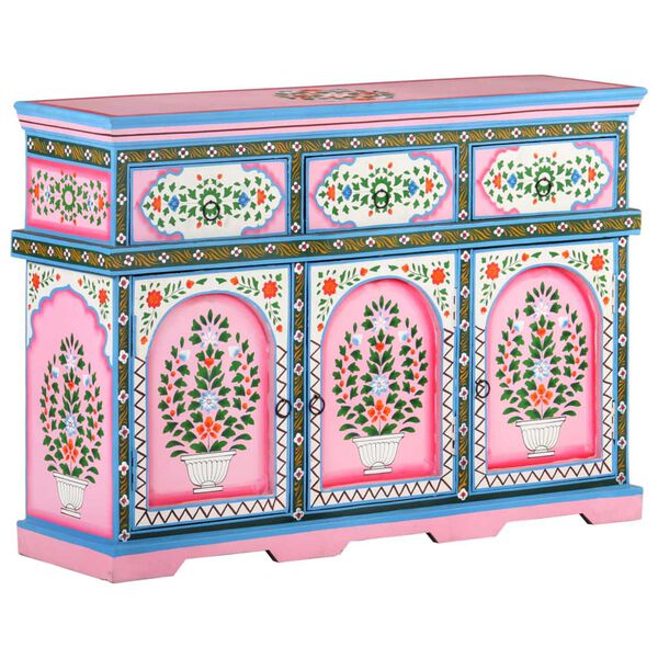 vidaXL Hand-Painted Sideboard Multicolour 110x30x76cm Solid Mango Wood