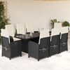vidaXL 9 Piece Garden Dining Set with Cushions Black Poly Rattan