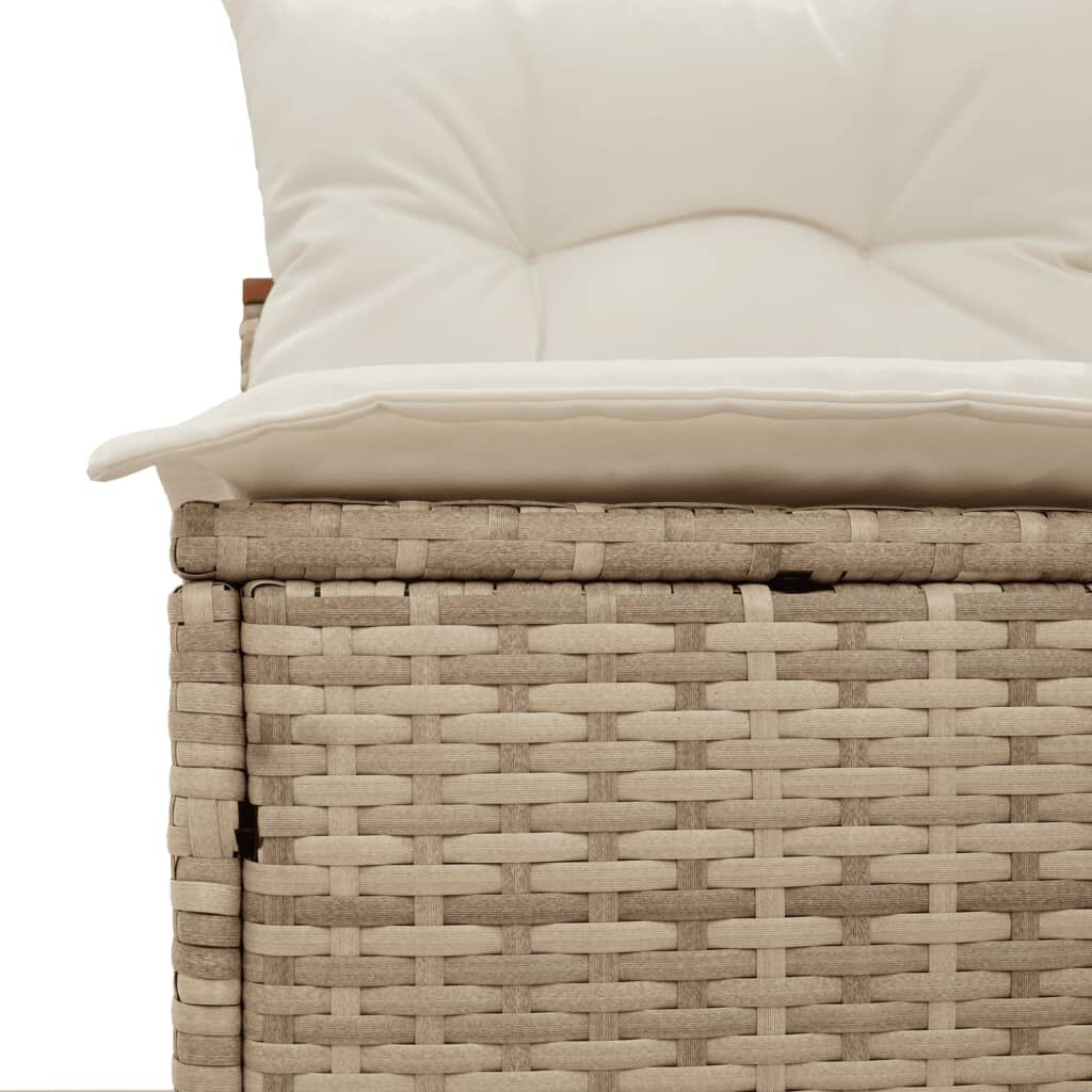 vidaXL Garden Sofas Armless with Cushions 2 pcs Beige Poly Rattan