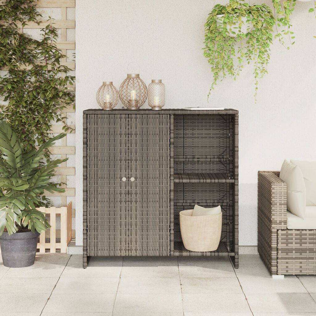 vidaXL Storage Cabinet Grey 100x36x102 cm Rattan