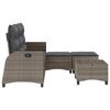 vidaXL 3 Piece Garden Sofa Set with Cushions L-shaped Grey Poly Rattan
